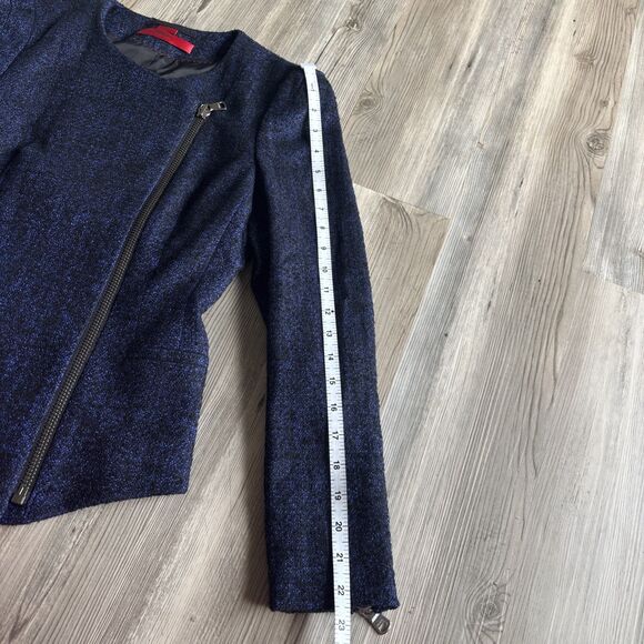 HUGO Hugo Boss Women’s Black And Blue Blazer with Off Center Zipper And Pockets - Picture 9 of 12